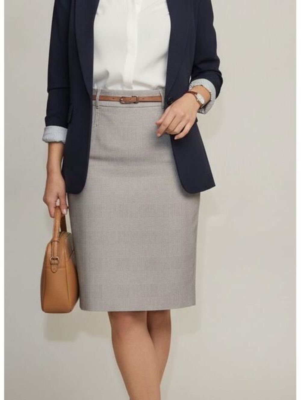 Reitmans New Beige Plaid Pencil Skirt Size Small Office Siren Academia
